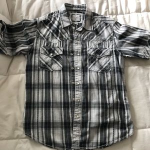 BKE short sleeve pearl snap shirt.